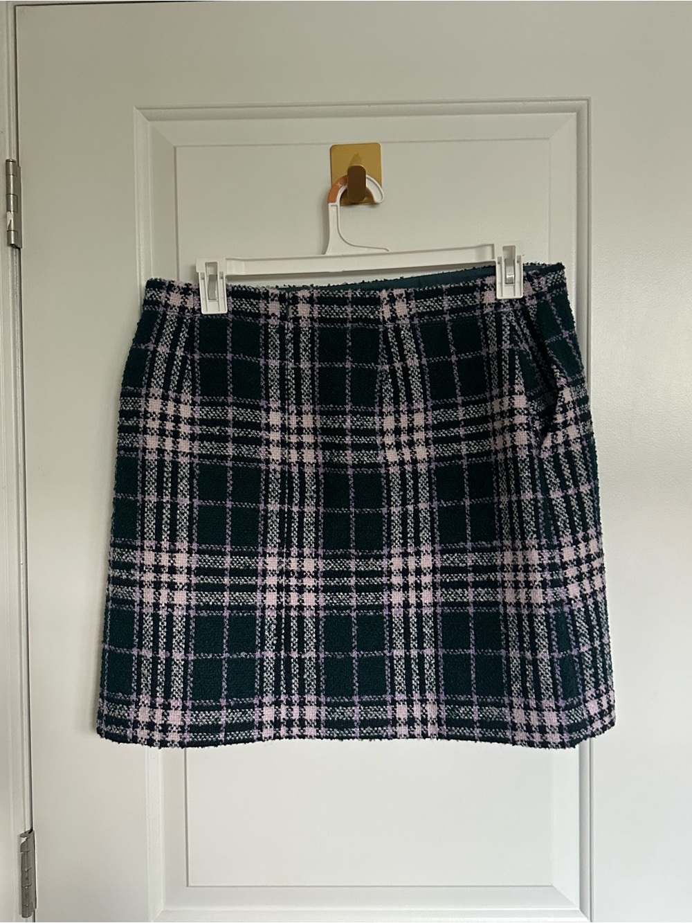 Green and Lavender Plaid A-Line Women's Skirt